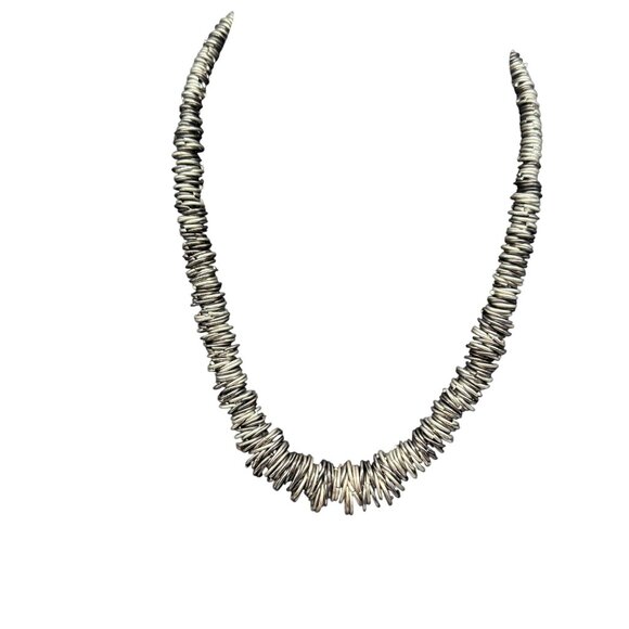 Vintage Coiled Piano Wire Statement Necklace Silver Tone Edgy Ethnic - Picture 1 of 4